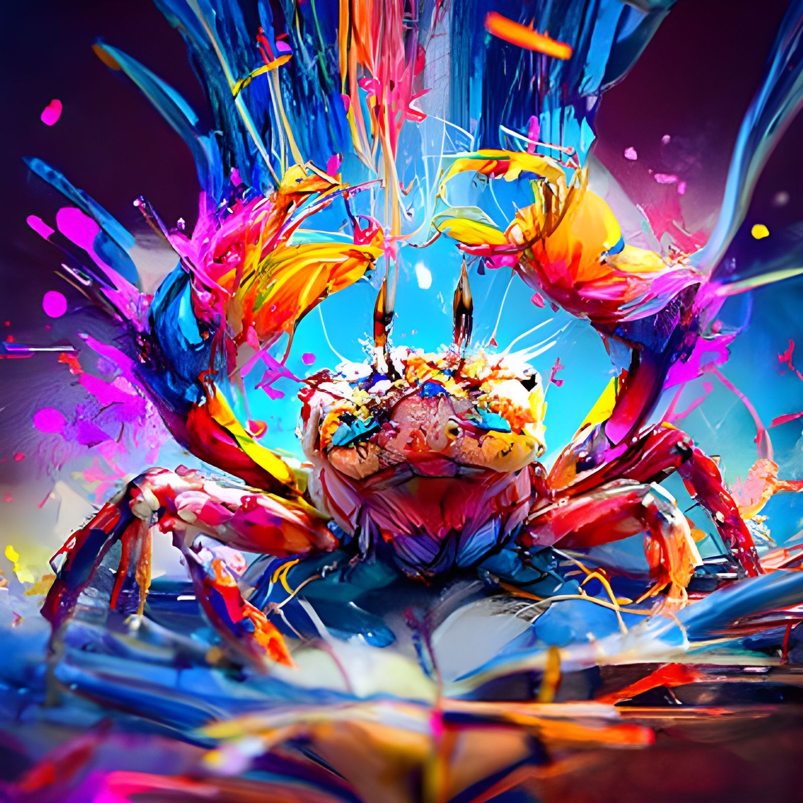 Lightning Crab: Explosive Digital Art Illustration