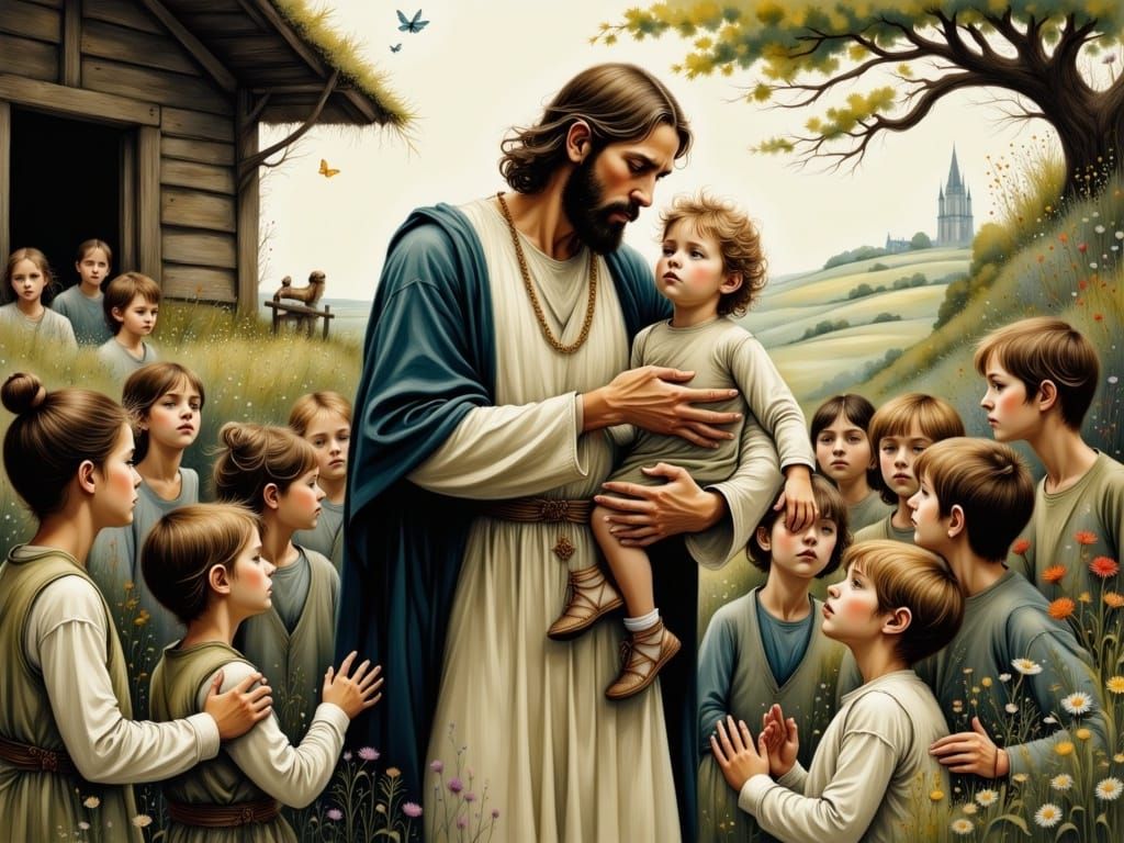 Jesus Blesses Children: A Gentle, Expressive Depiction