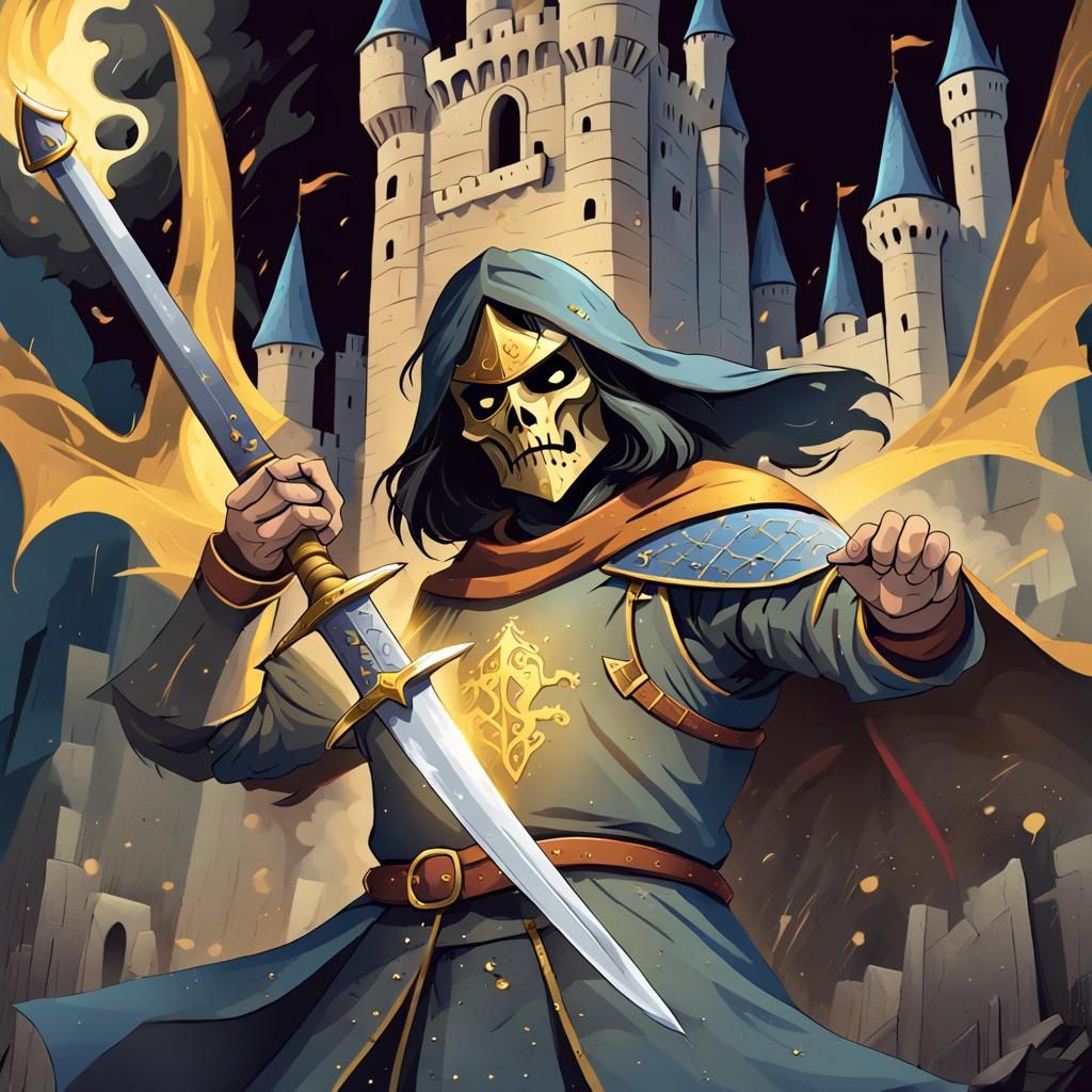 Knight vs. Witch in Medieval Illuminated Manuscript Style