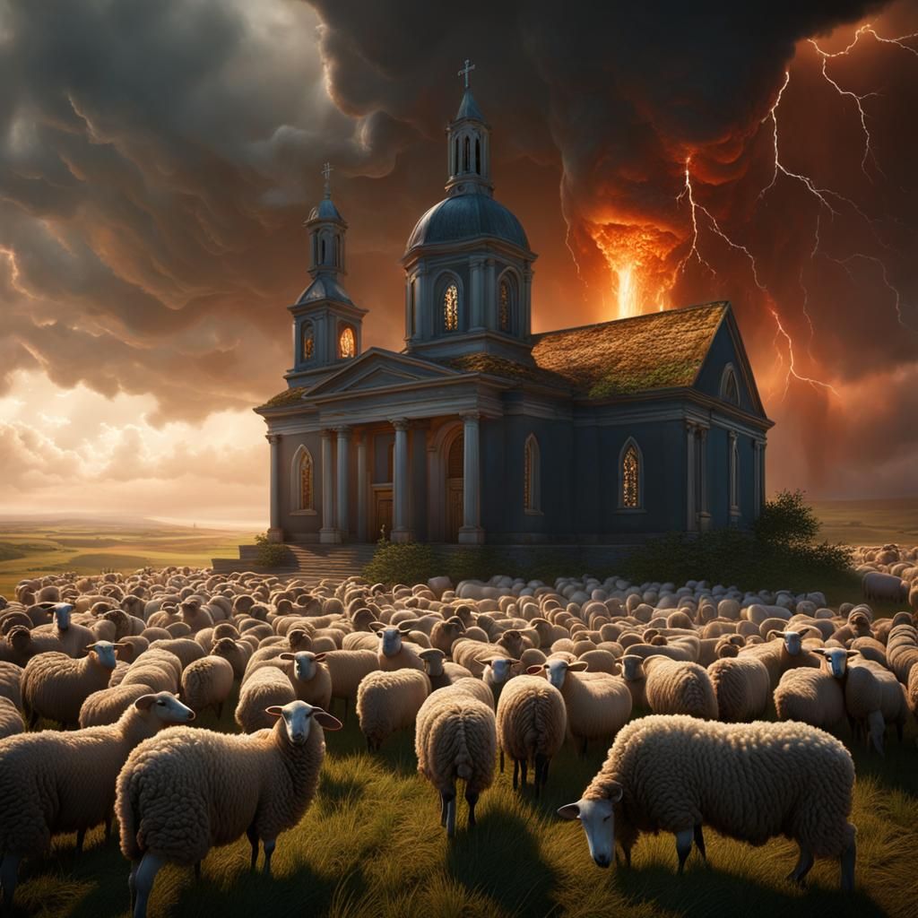 Church, Sheep and Tornado: Fantasy Concept Art