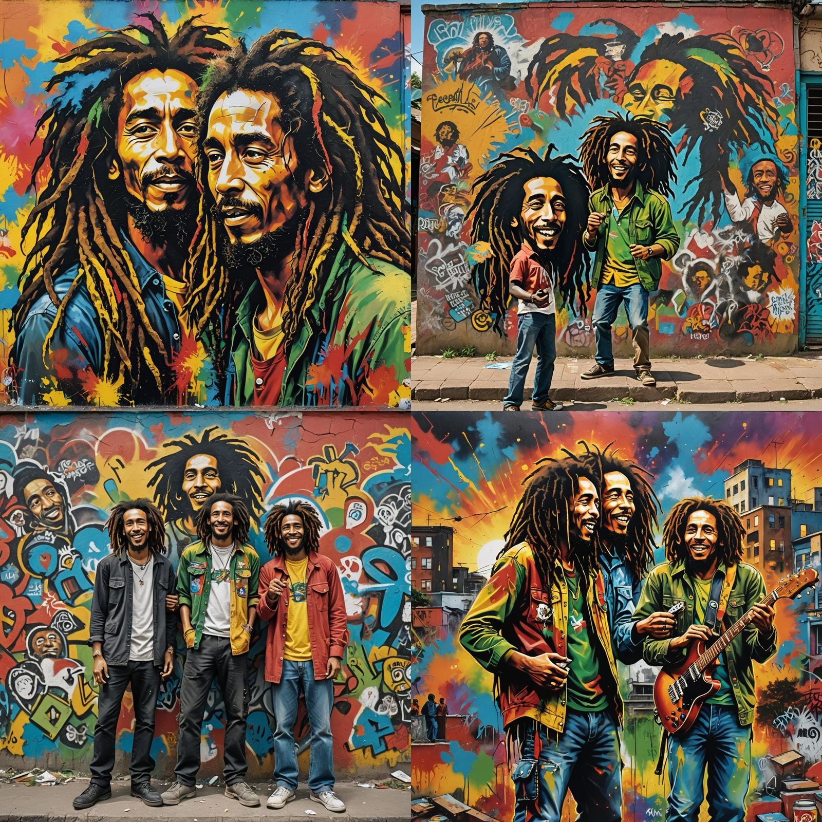 Bob Marley and Bob Ross Graffiti Art