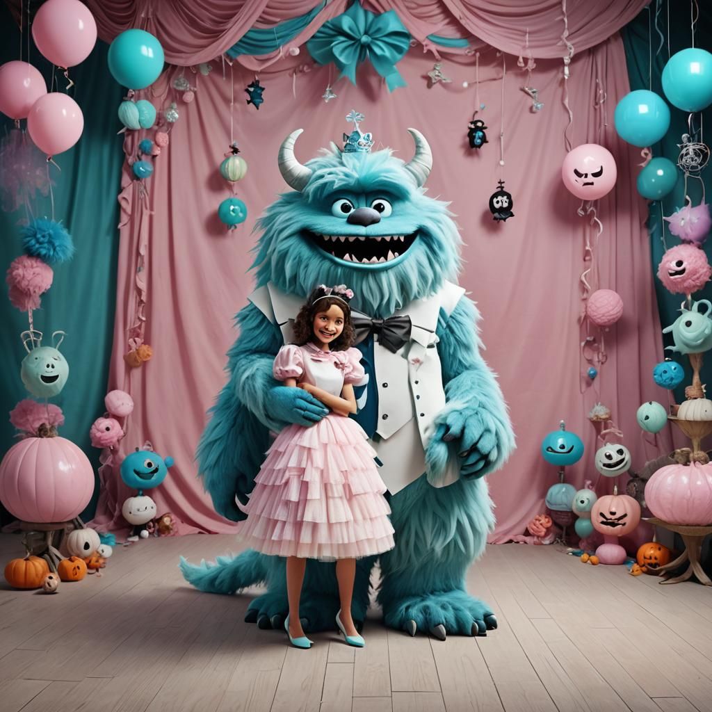 Monsters' Ball: Fluffy Couple Posing for Prom Photo