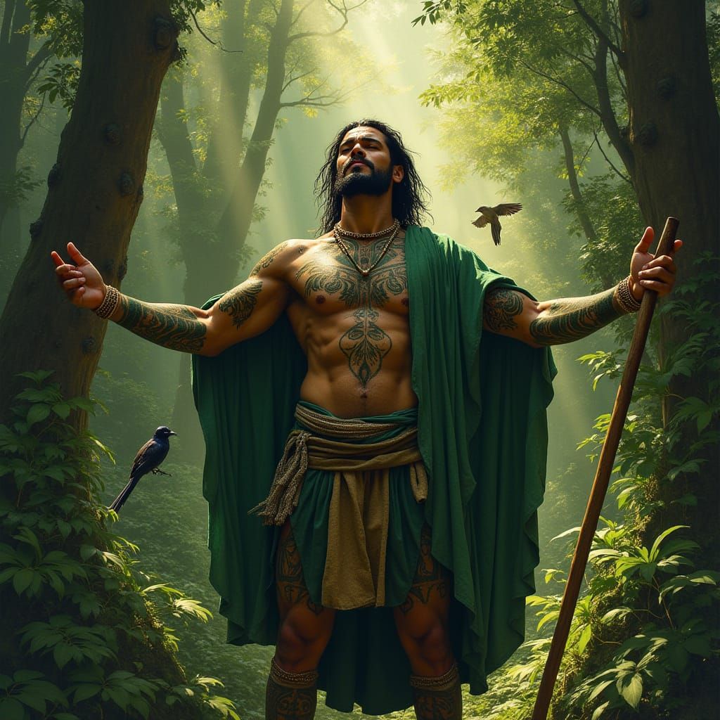 Sensual Māori Warrior Emerges from the Native Forest