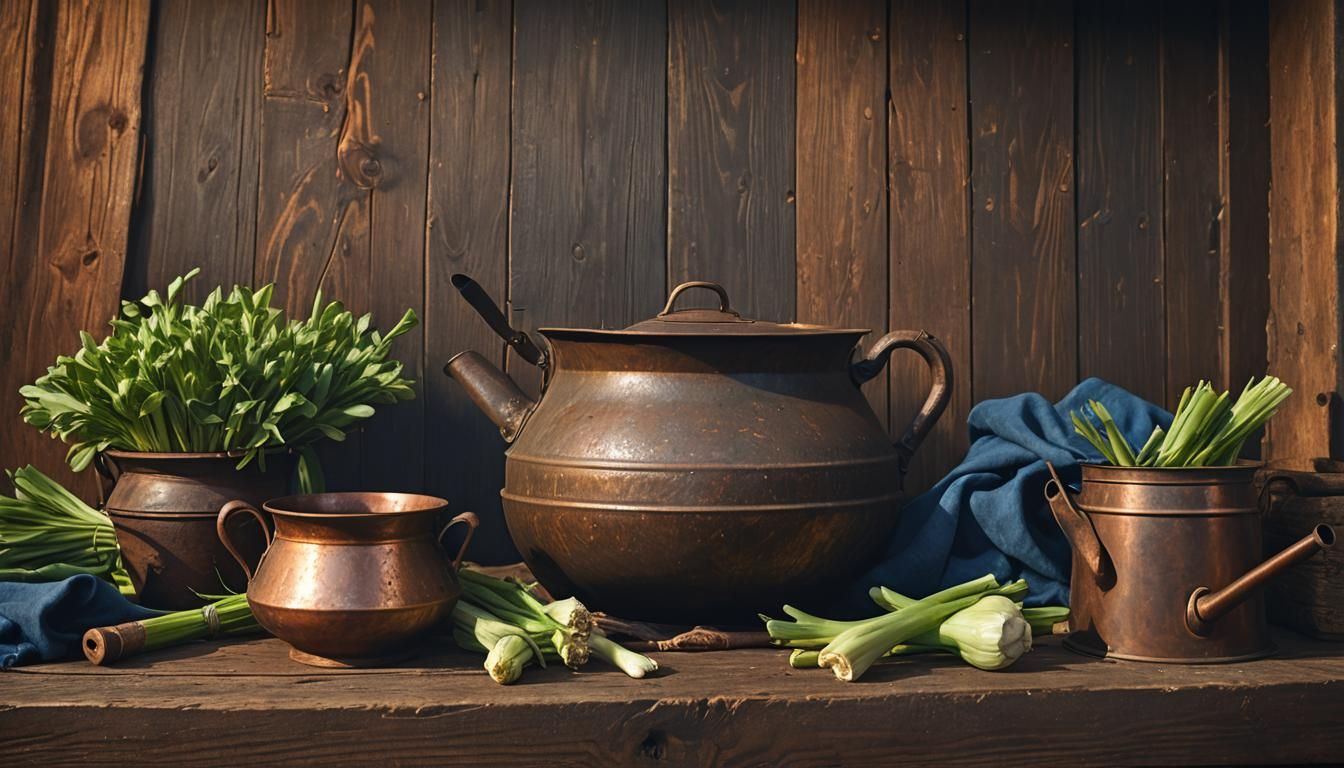 Still Life with Kettle and Leek: Matte Painting