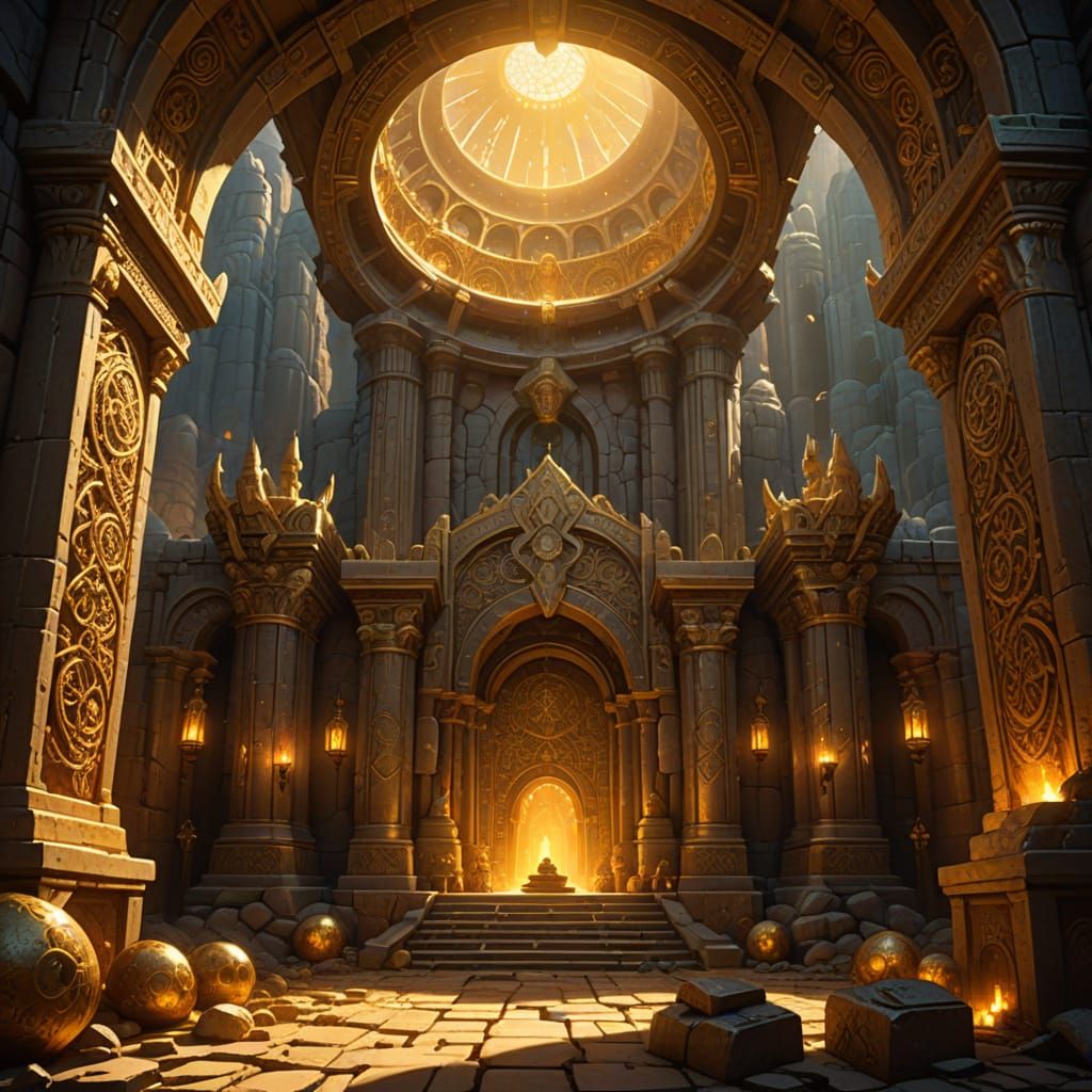 Ornate Vault of Glowing Treasures Concept Art