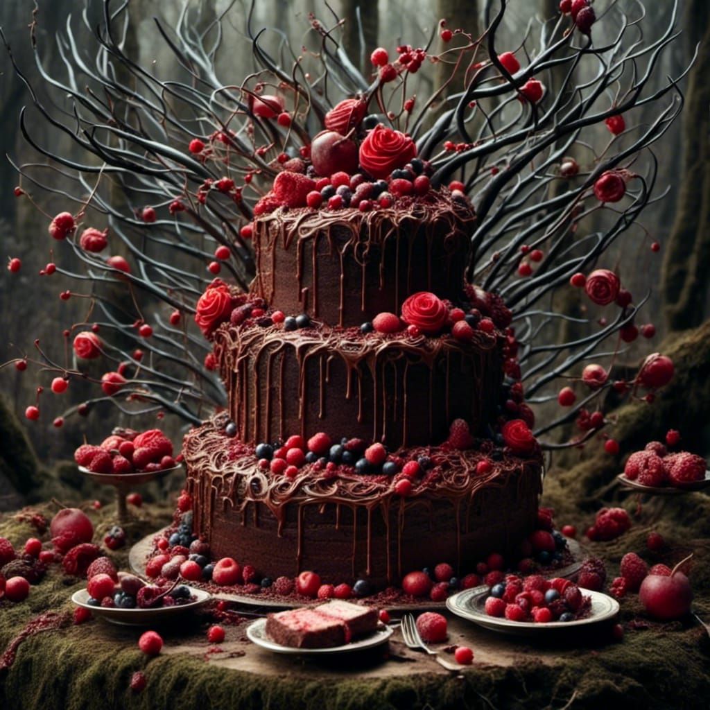 Anarchic Cake Theft in Hyperrealistic Style