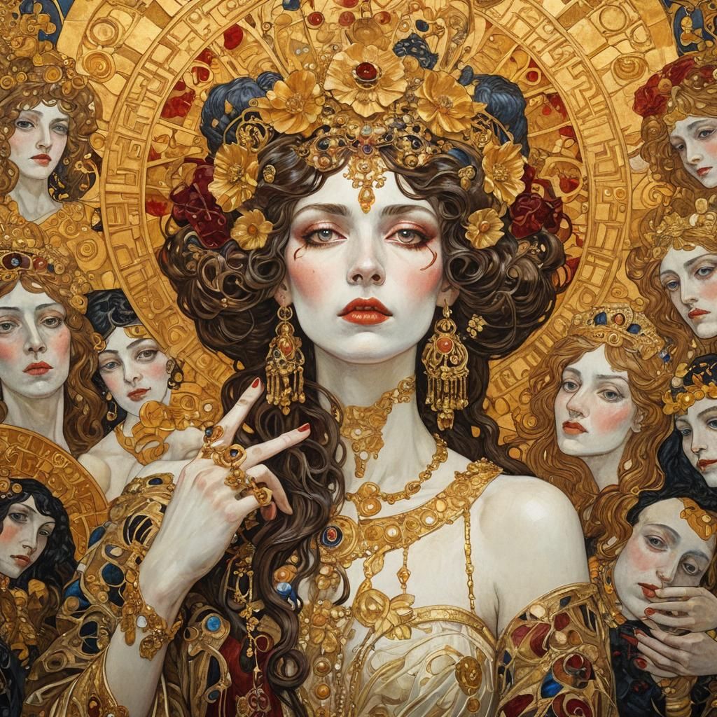 Queen Jezebel in Klimt Style, Art Nouveau Chamber
