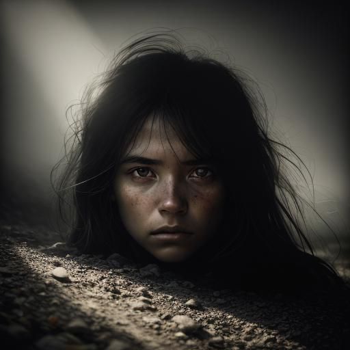 Woman Bathed in Sunlight, Dramatic Portrait