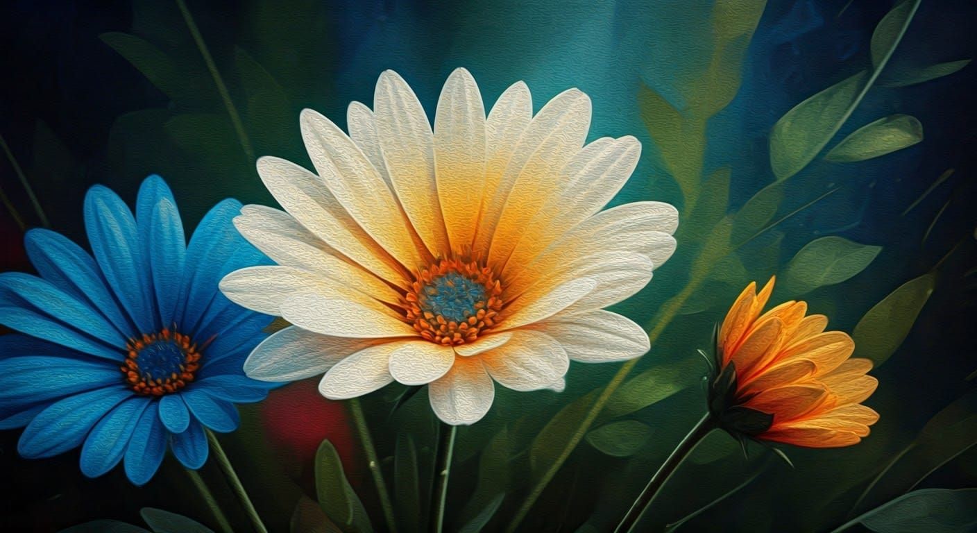 Floral Vase in Pointillist Style with Optical Effects