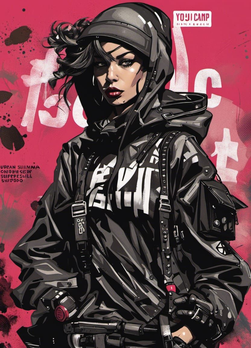 Female Assassin in Urban Camo, Comic Book Style