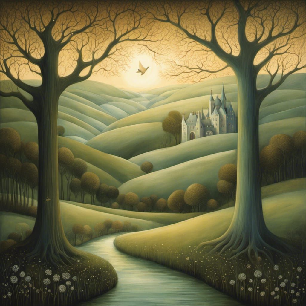 Fairytale Tree in Desolate Landscape