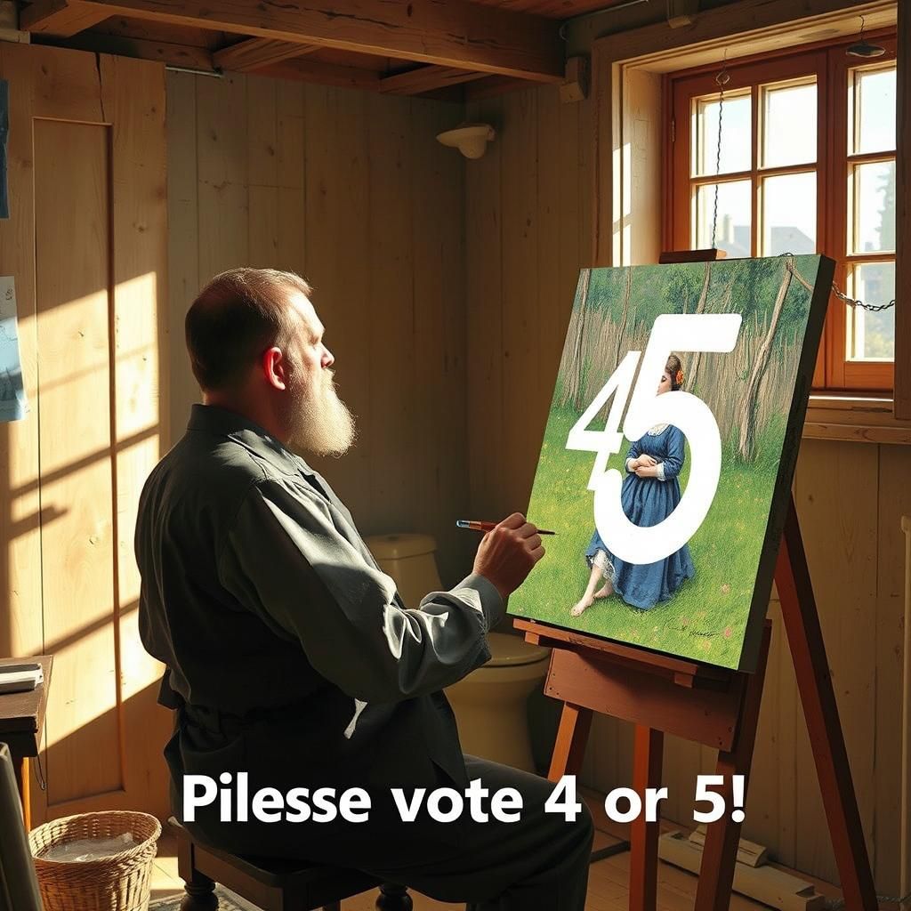 Painter Adds Numerals to Impressionist Painting