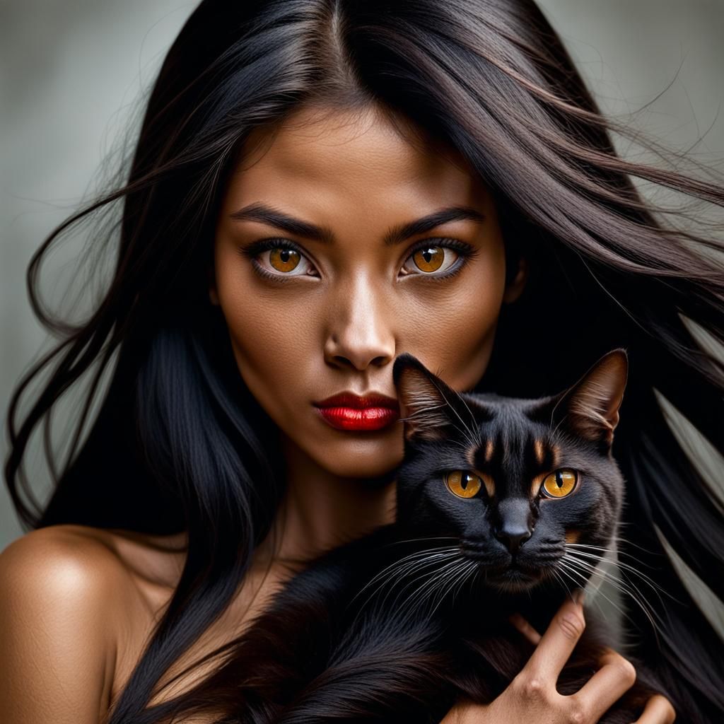 Attractive Asian Catgirl Portrait with Studio Lighting