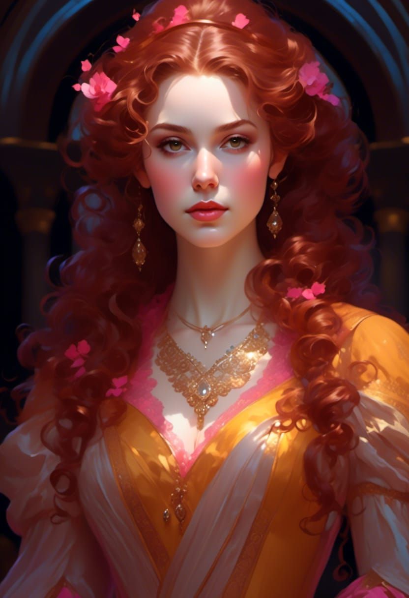 Princess Belle Portrait in Art Nouveau Style