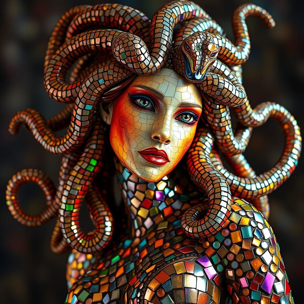 Serpentine Goddess in Mosaic Splendor