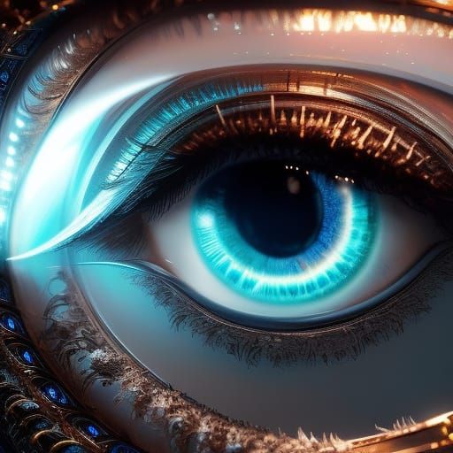 Mesmerizing Robotic Eye with Filigree Details