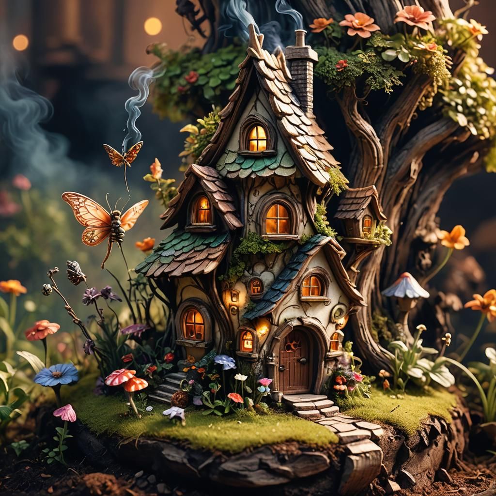 Macro Fairy House on a Finger