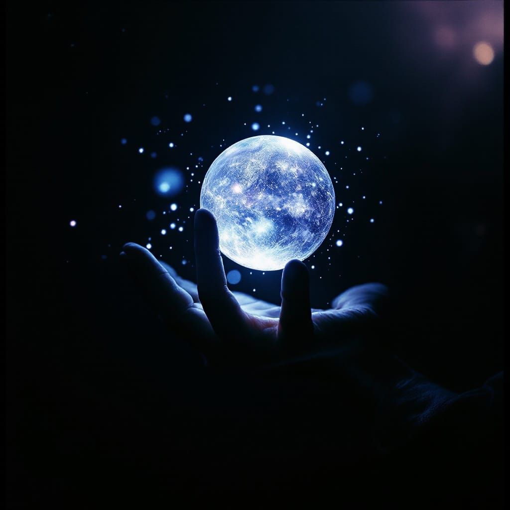 Glowing World Radiates Ethereal Light at Fingertip