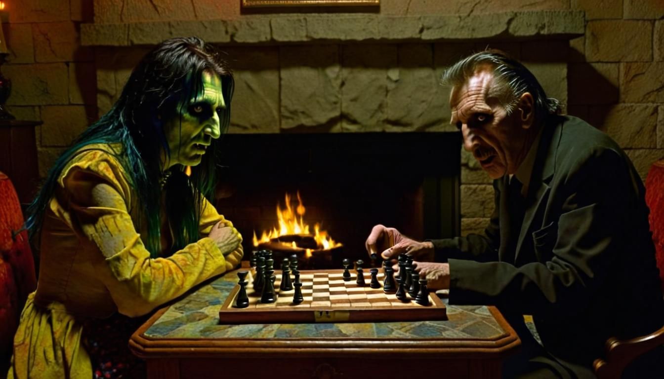 Alice Cooper and Vincent Price Play Chess: Van Gogh Style