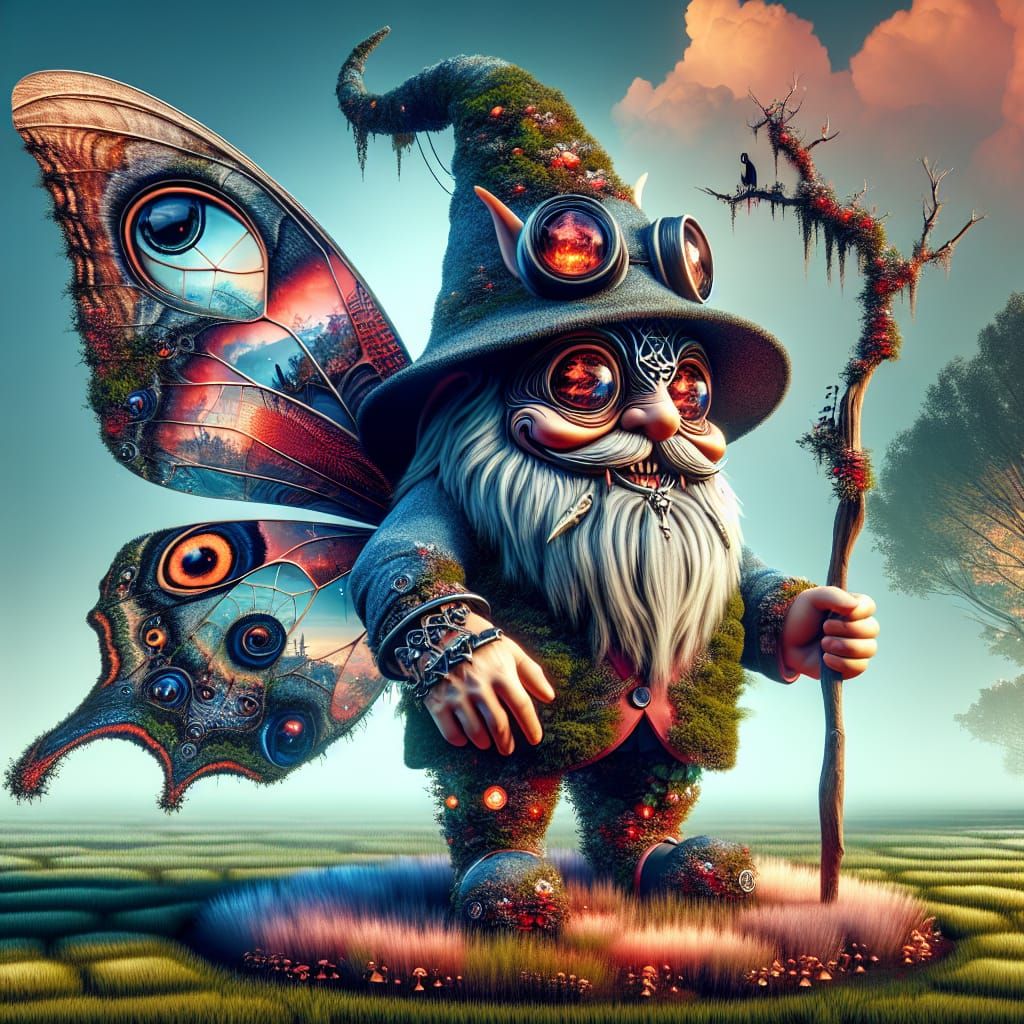 Enchanting Satanic Garden Gnome in Detailed Matte Painting
