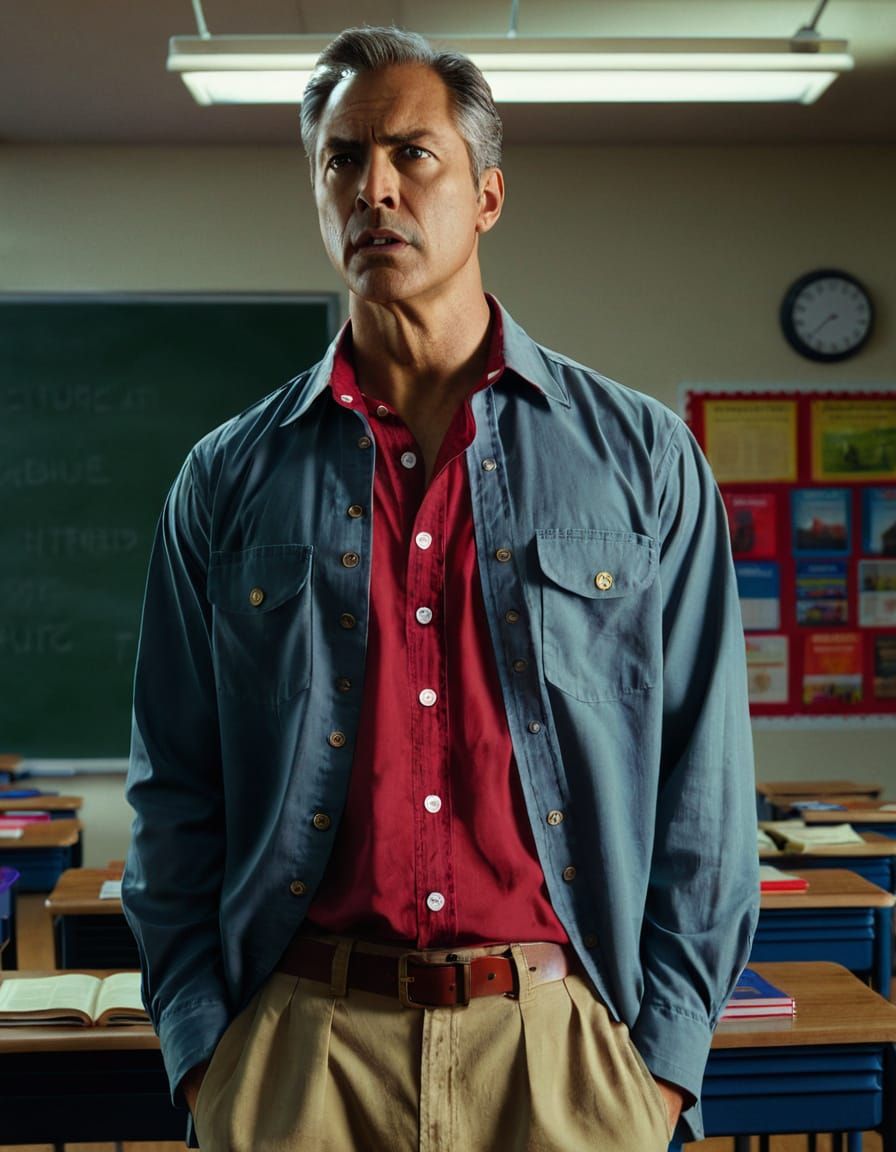 Determined Instructor in Worn Attire, Concept Art