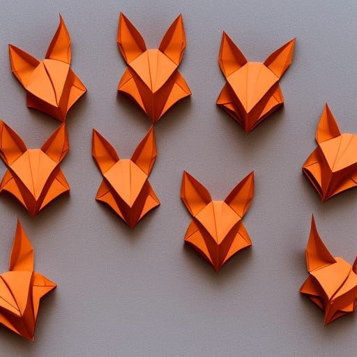 Wild Foxes in Origami Papercraft Wilderness