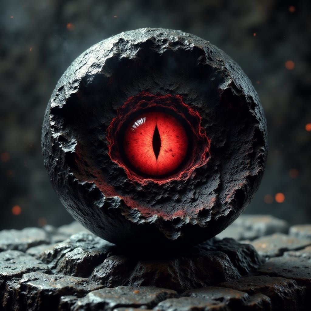 Dark Palantir with Sauron's Eye, Tolkienesque Style