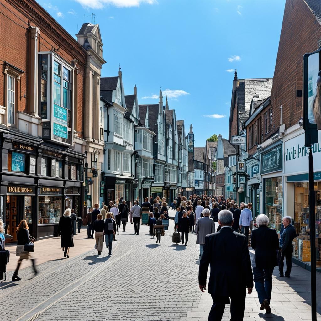 Busy English High Street: A Harmonious Utopia