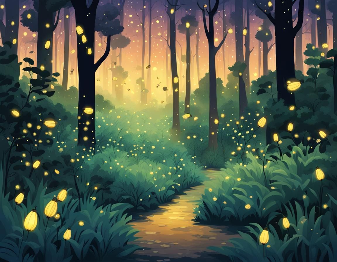 Fireflies Dance in Enchanted Forest, Animation Style