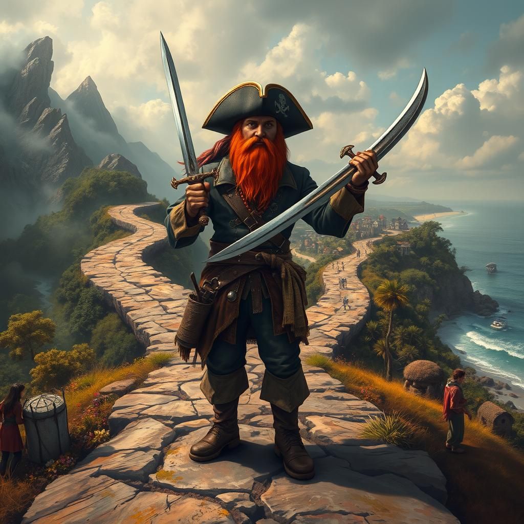 Pirate at Crossroads in Atmospheric Digital Art