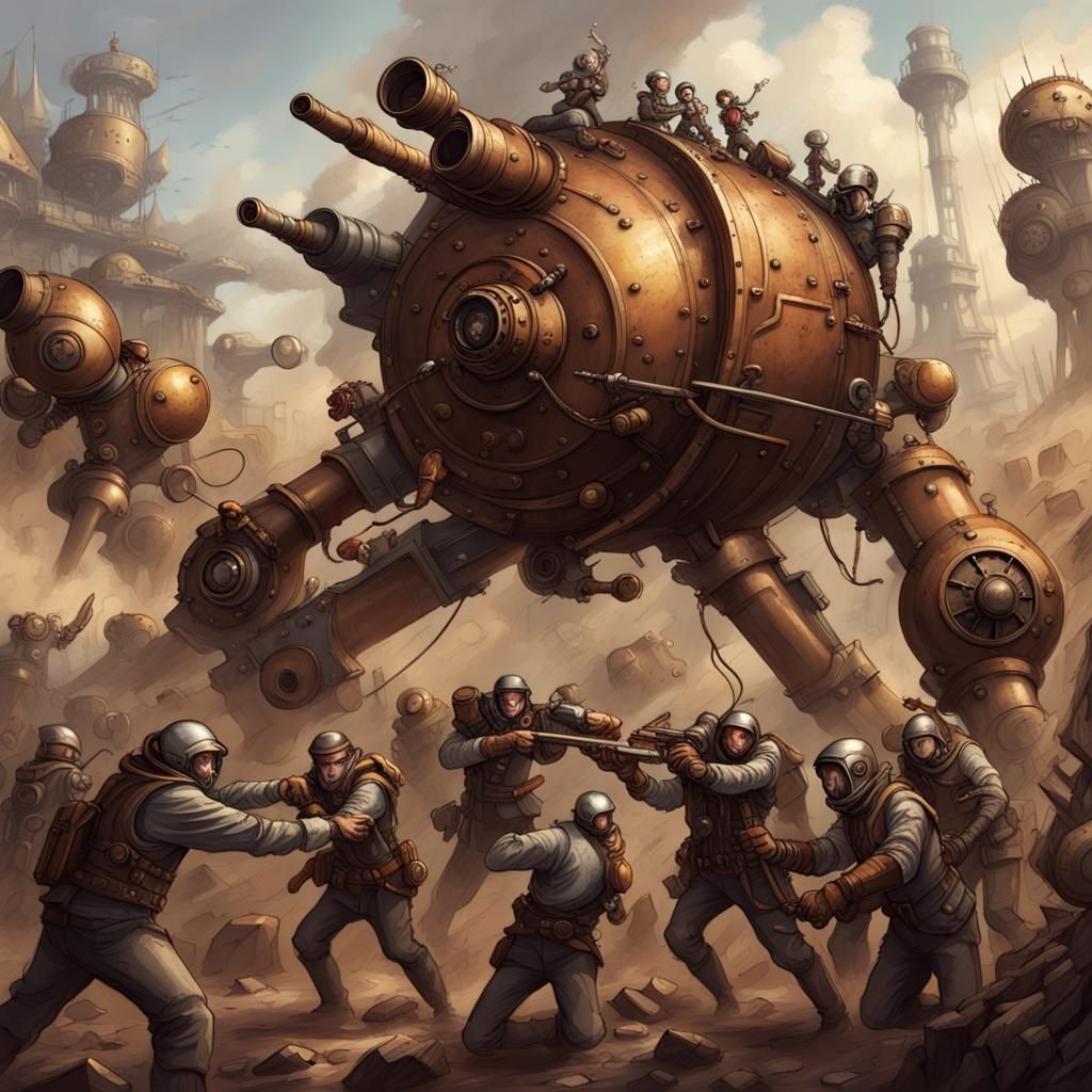 Humans Defend Against Mechanoids in Steampunk Engine