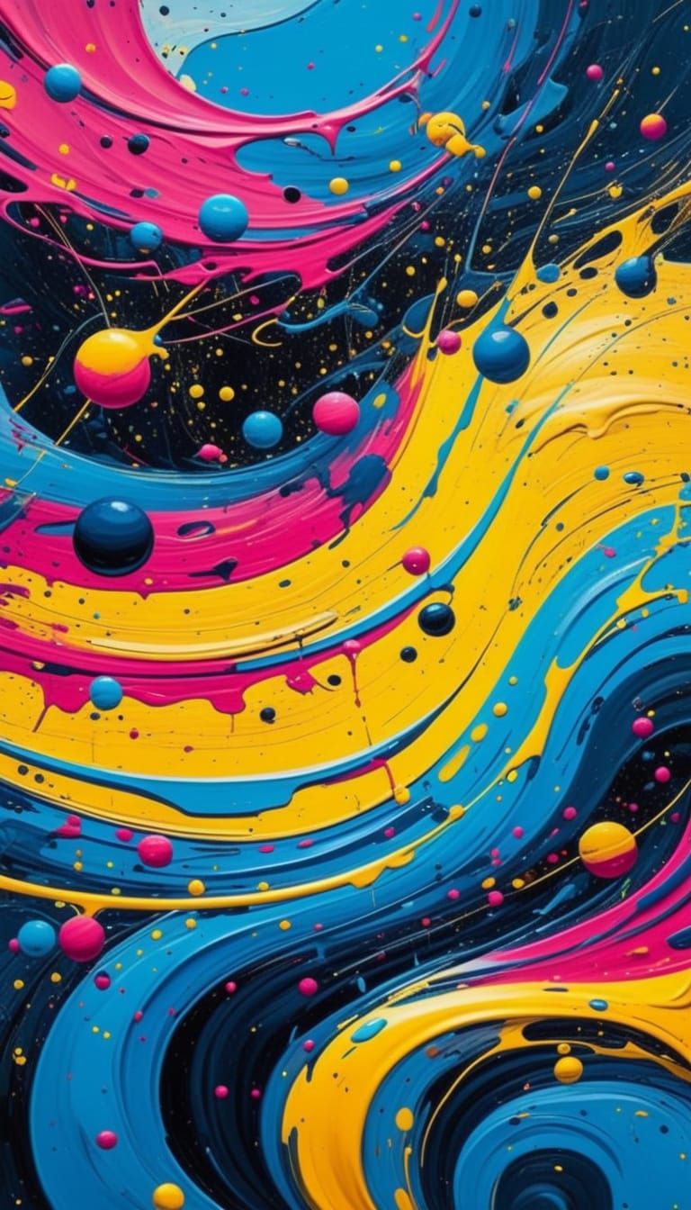 Abstract Expressionist Symphony of Shapes in Impasto Style