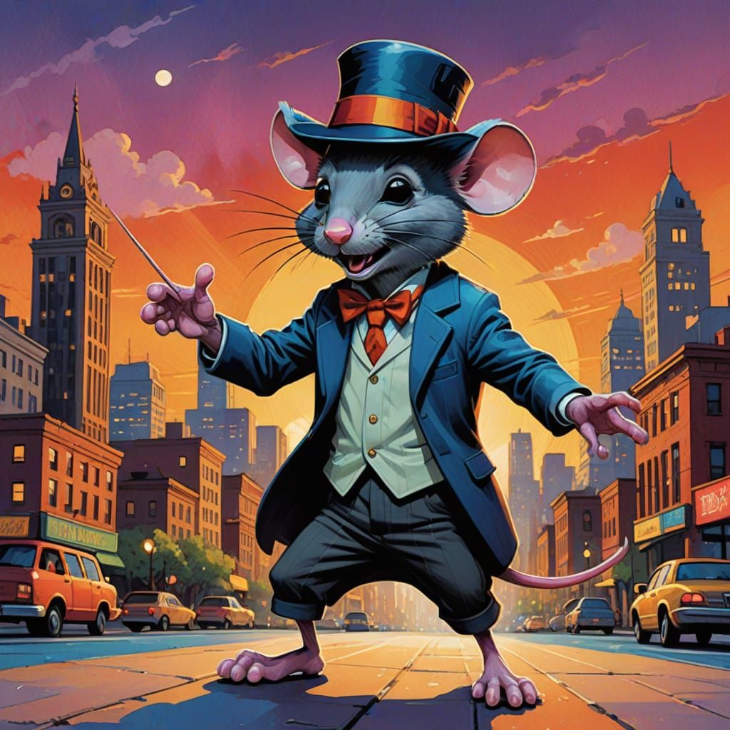 Vibrant City Mouse in Classic Fedora