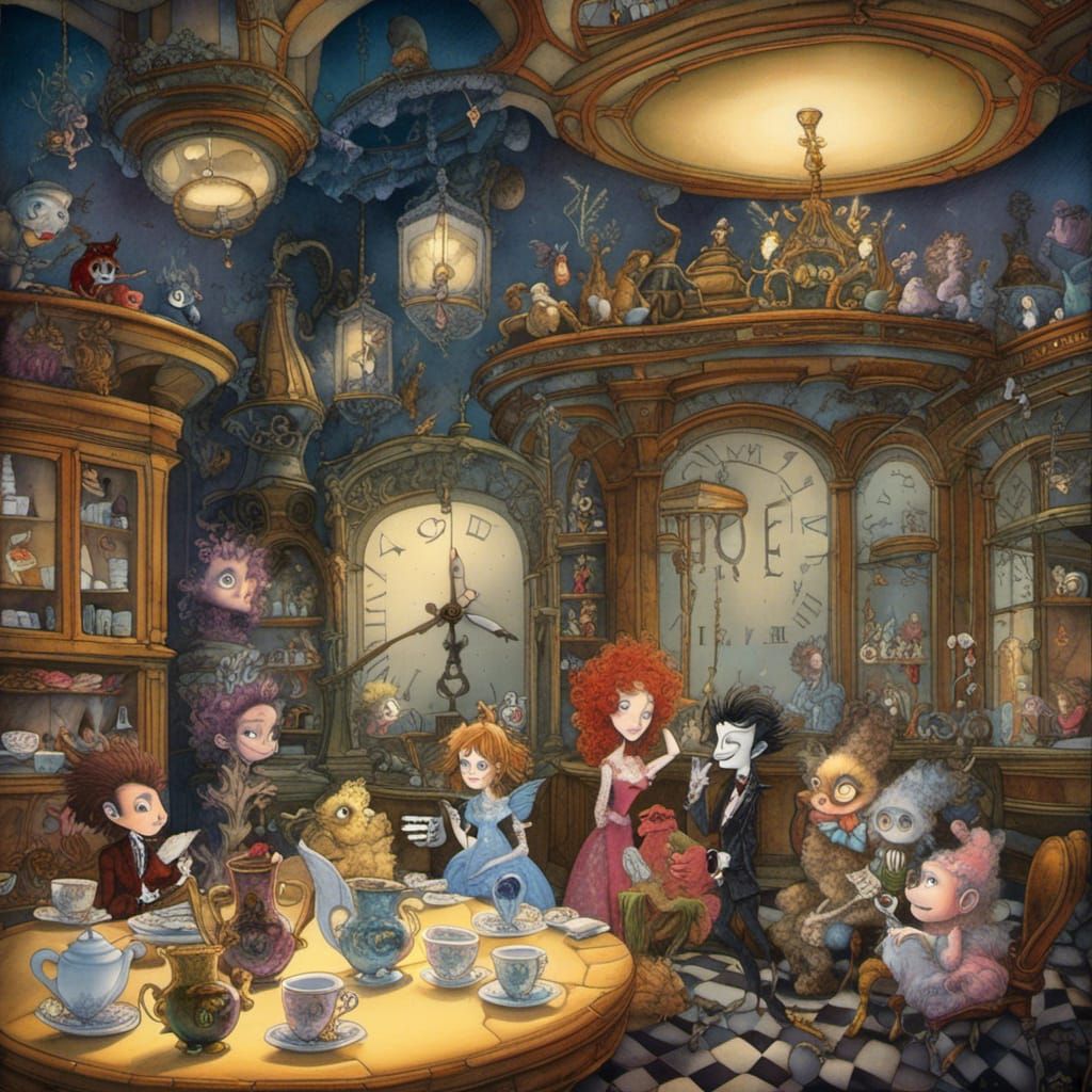 Surreal Coffee Time in Gothic Fairytale Style