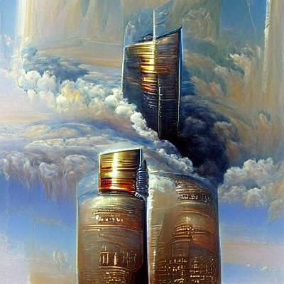 Twin Towers as Oil Painting