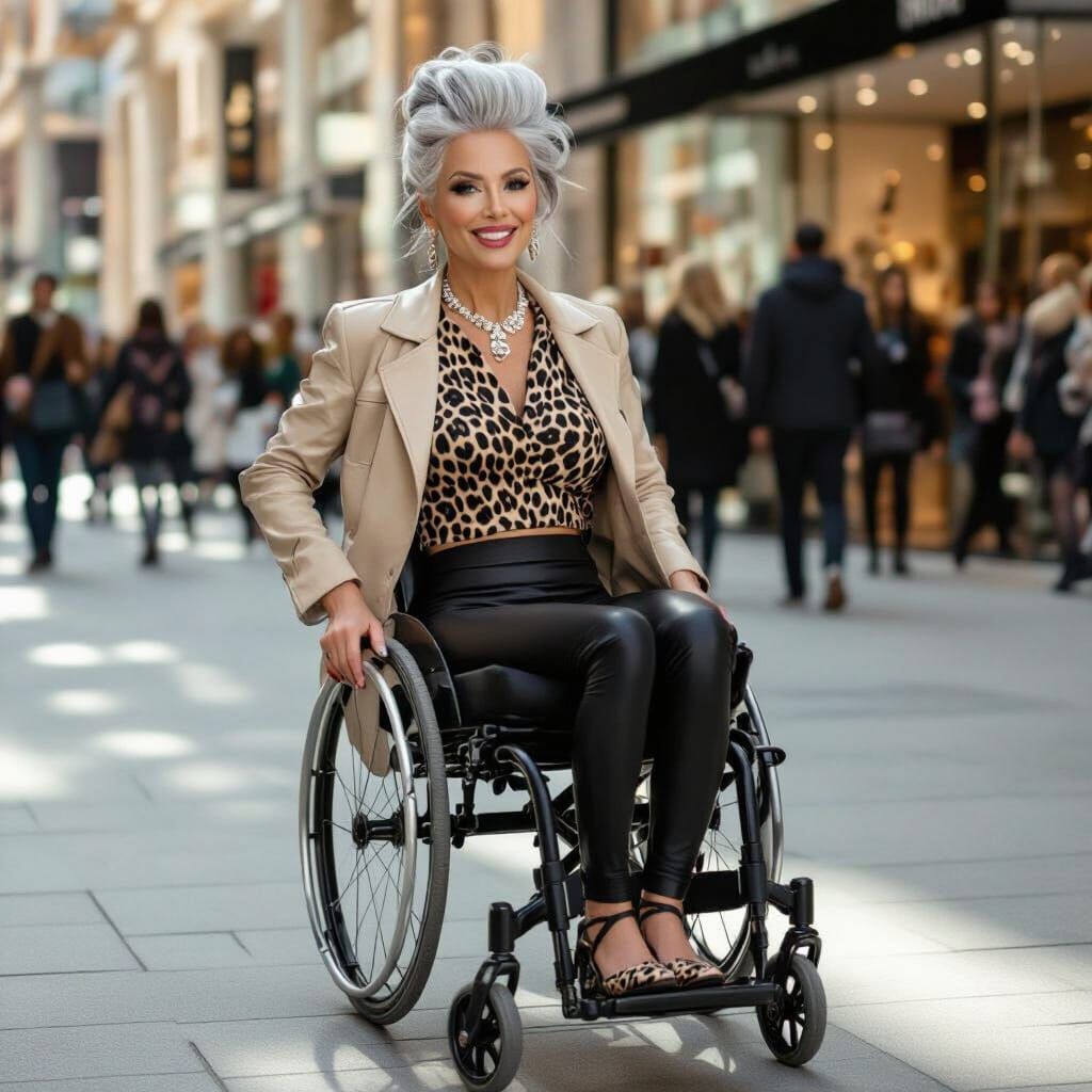 Confident Woman in Wheelchair in Upscale Department Store
