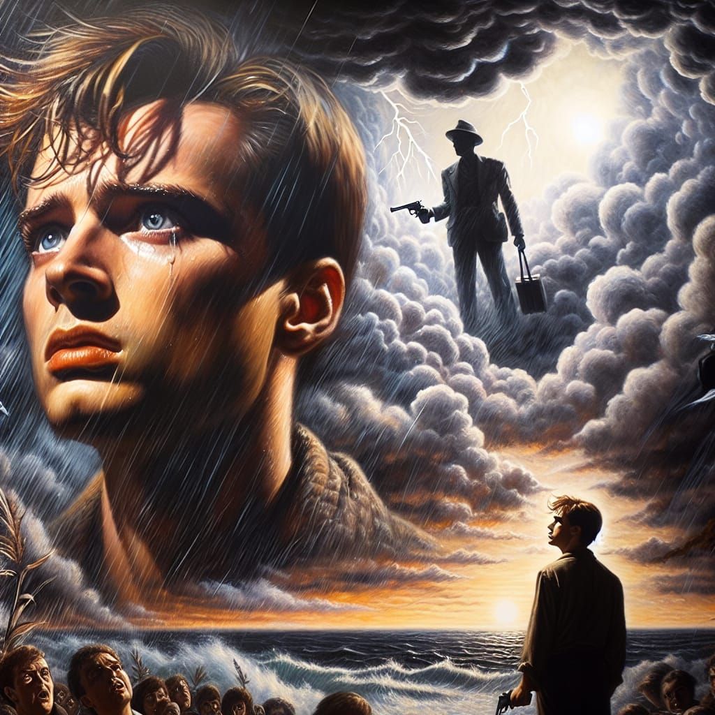 Emotional Scene of a Man Facing His Fate