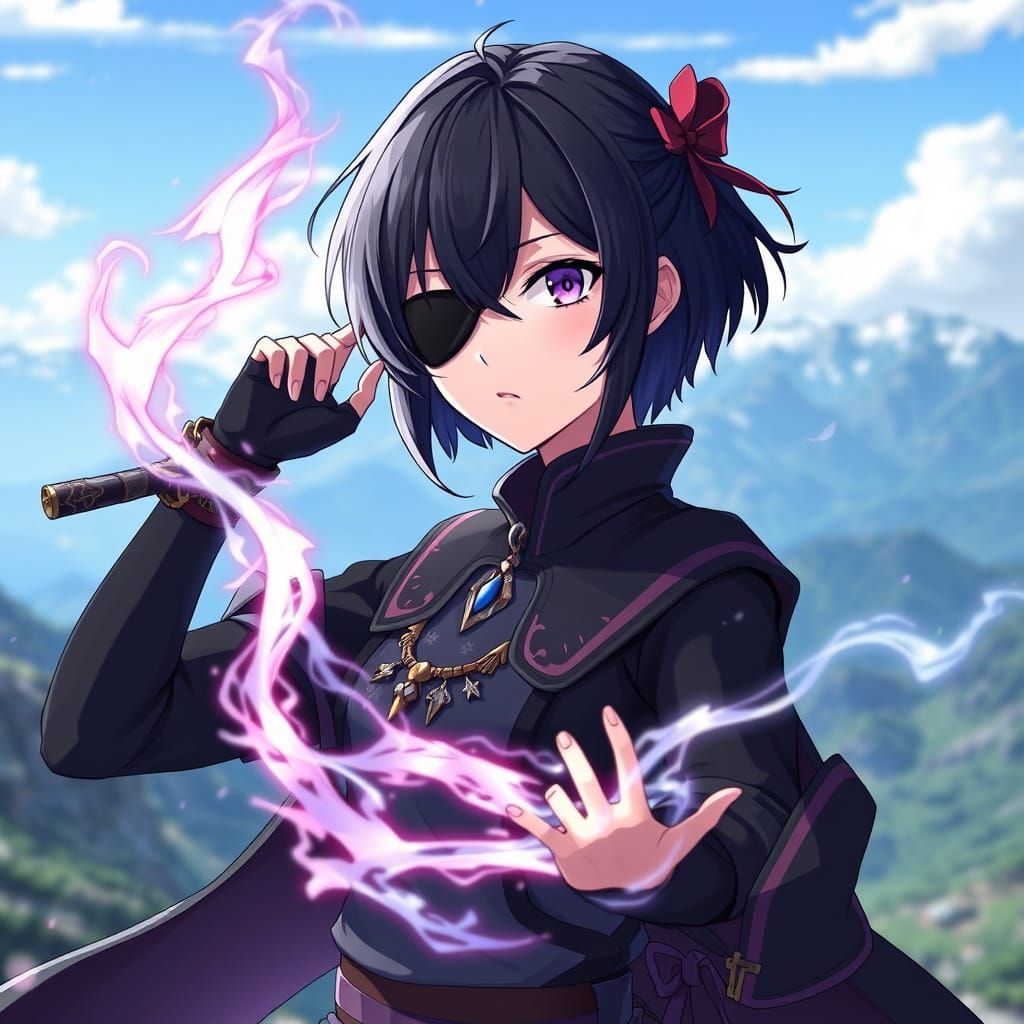 Anime Villainess Wielding Magic in 3D Style