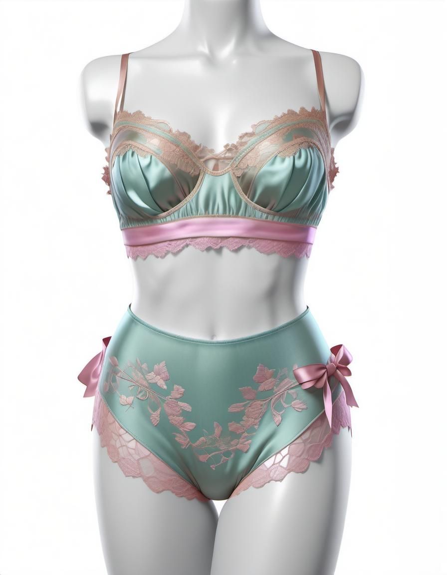 Pink Silk Lingerie with Lace Detail