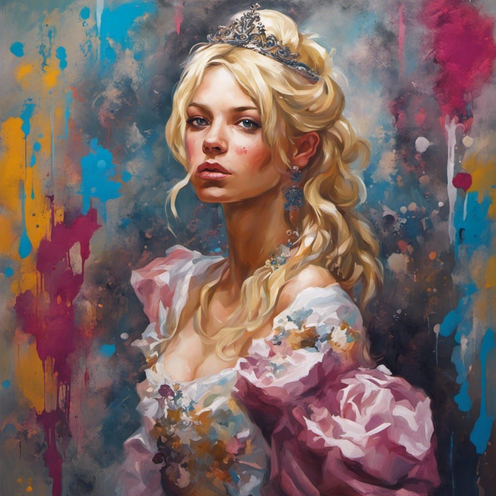 Regal Princess Portrait with Graffiti Art Elements