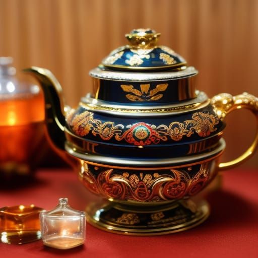 Detailed Lusterous Samovar in Art Deco Style