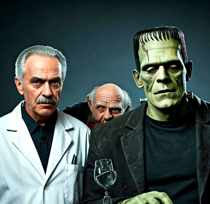 Frankenstein's Family Portrait Photobomb
