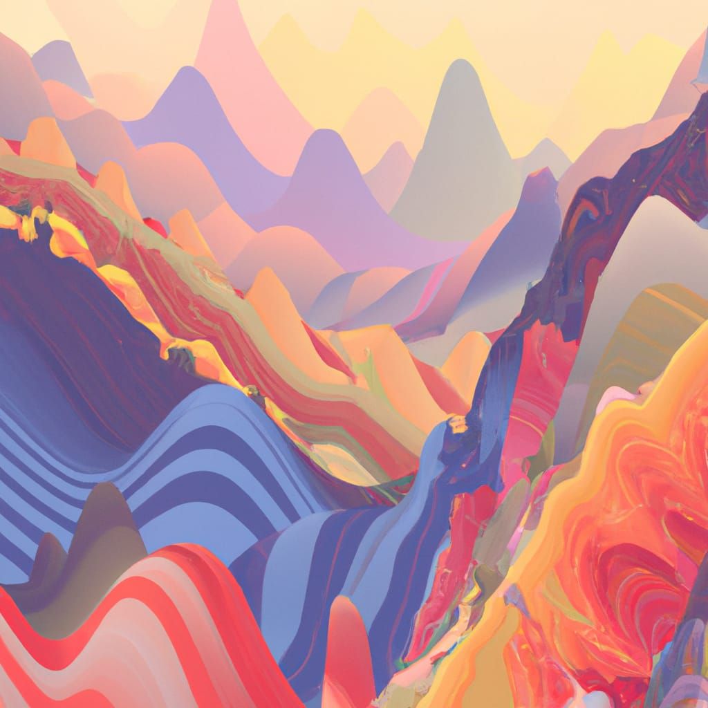 Colorful Spirals Form a Mountain Landscape