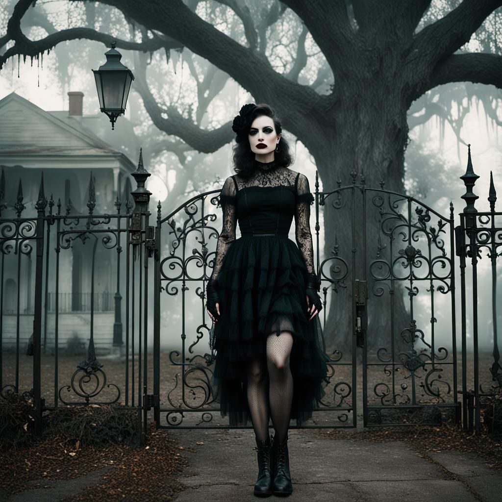 Gothic Lady in New Orleans: Cinematic Film Still