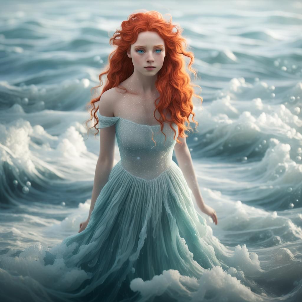 Red-Haired Nymph in Water Dress Concept Art