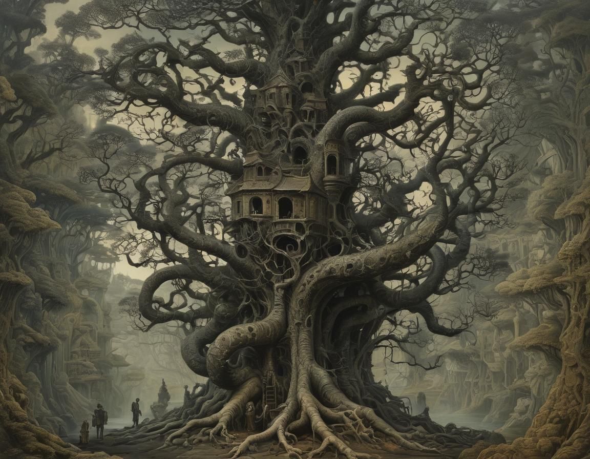 Surreal Tree of Thunder: Digital Art