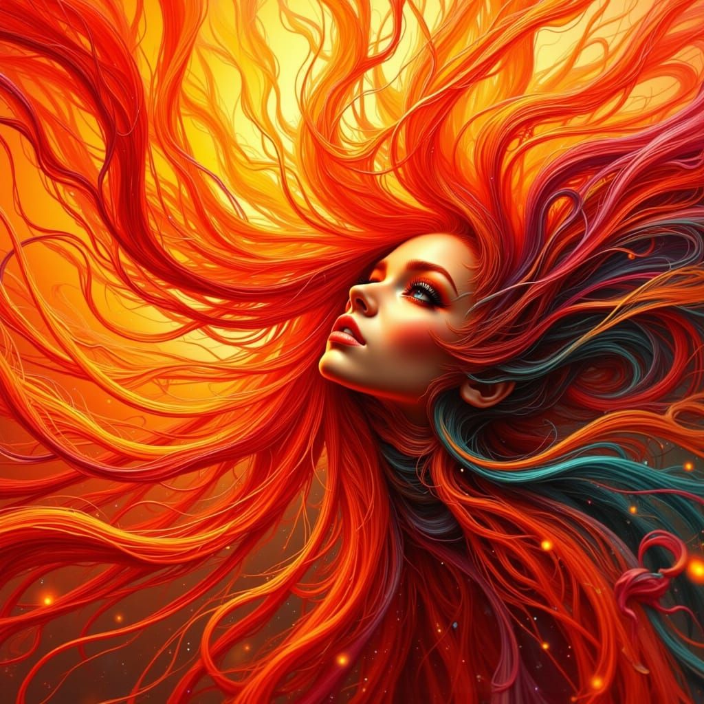 Vibrant Orange Fairy Punk Digital Art with Dark Glitch