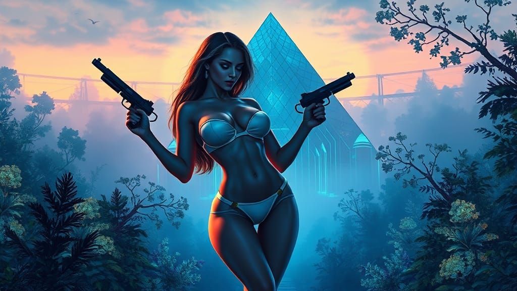 Sci-Fi Temptress in Ethereal Fantasy Realm