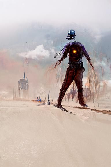 Robotic Face in Cyberpunk Style: Digital Illustration