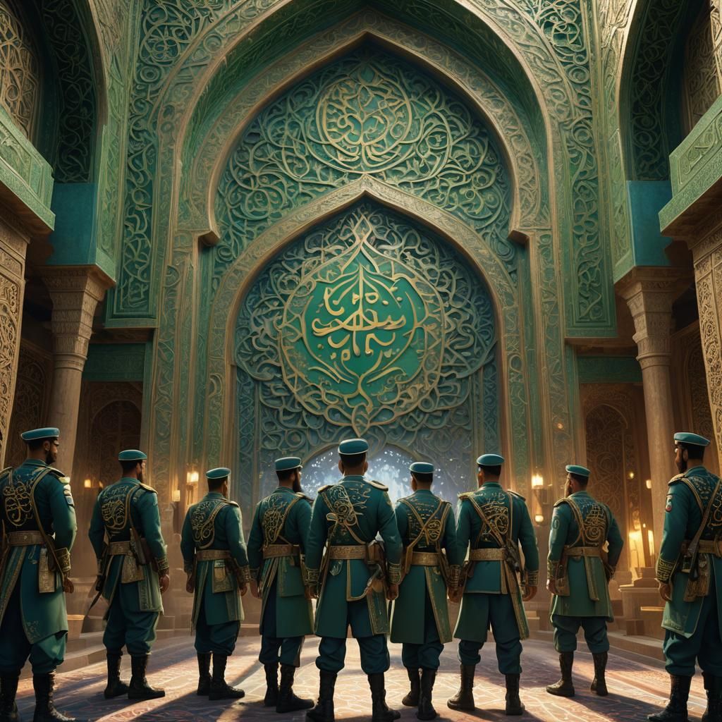 Pakistani Soldiers Amidst Traditional Art, Digital Rendering